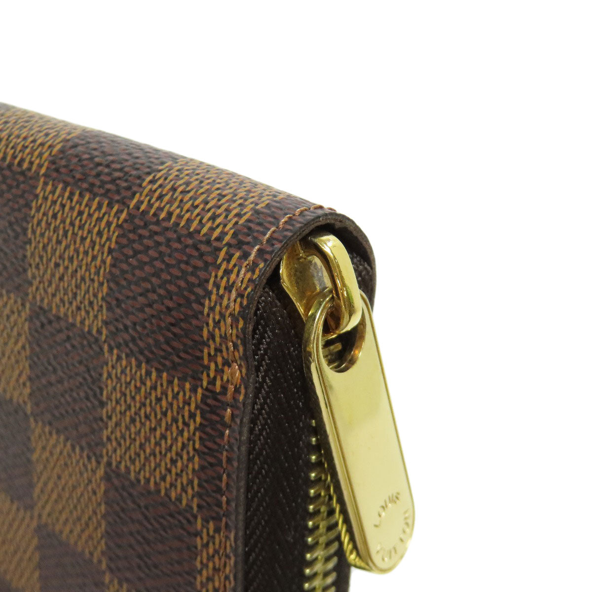 LOUIS VUITTON Long Wallet Purse N60015 Damier canvas Brown Zippy wallet old Women Used Authentic