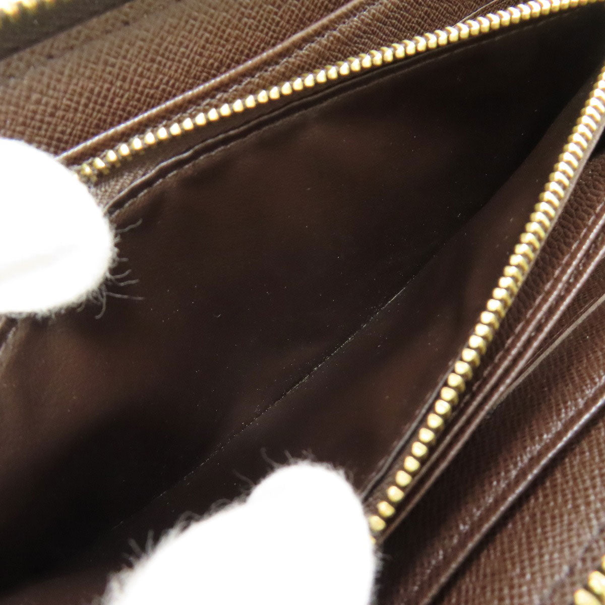 LOUIS VUITTON Long Wallet Purse N60015 Damier canvas Brown Zippy wallet old Women Used Authentic