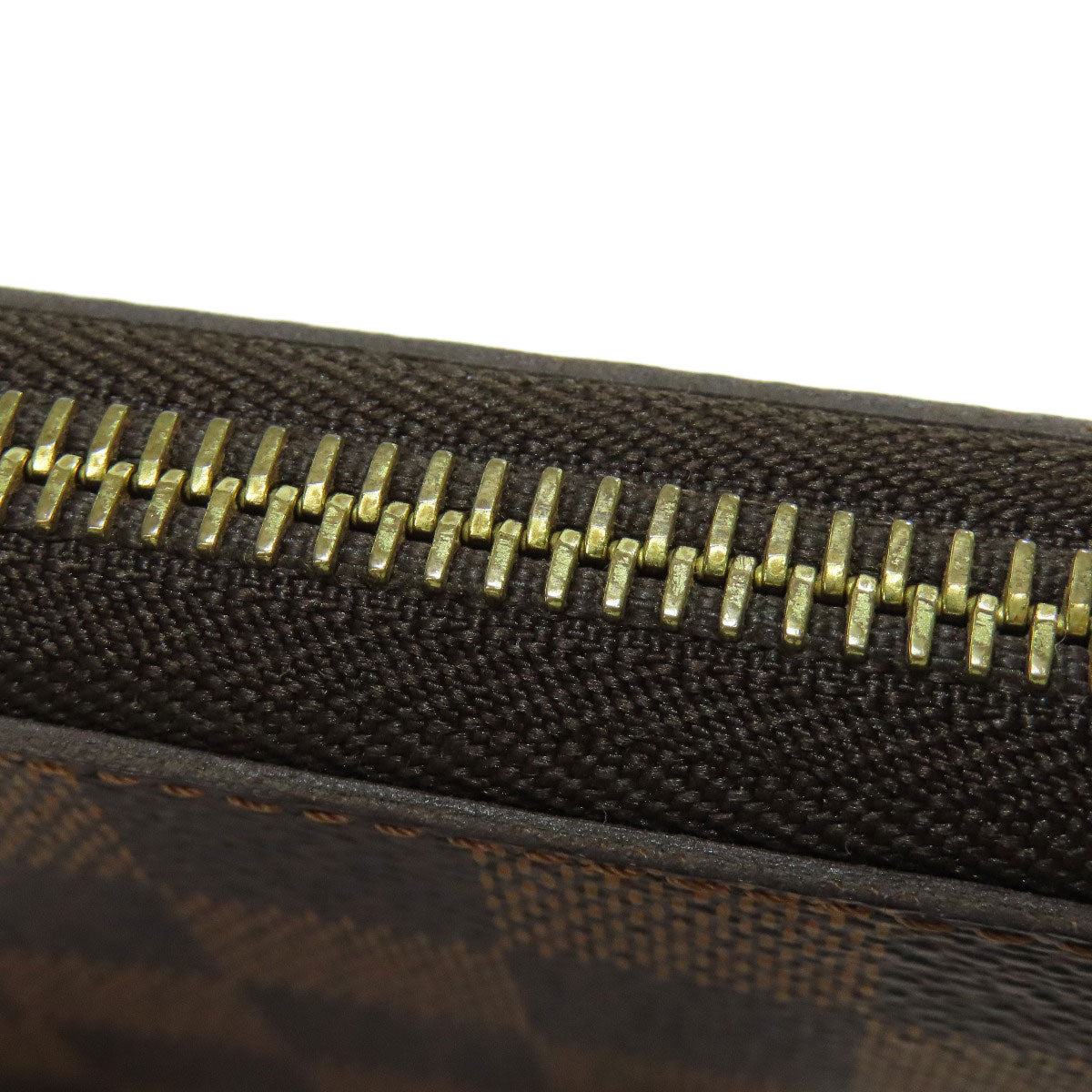 LOUIS VUITTON Long Wallet Purse N60015 Damier canvas Brown Zippy wallet old Women Used Authentic