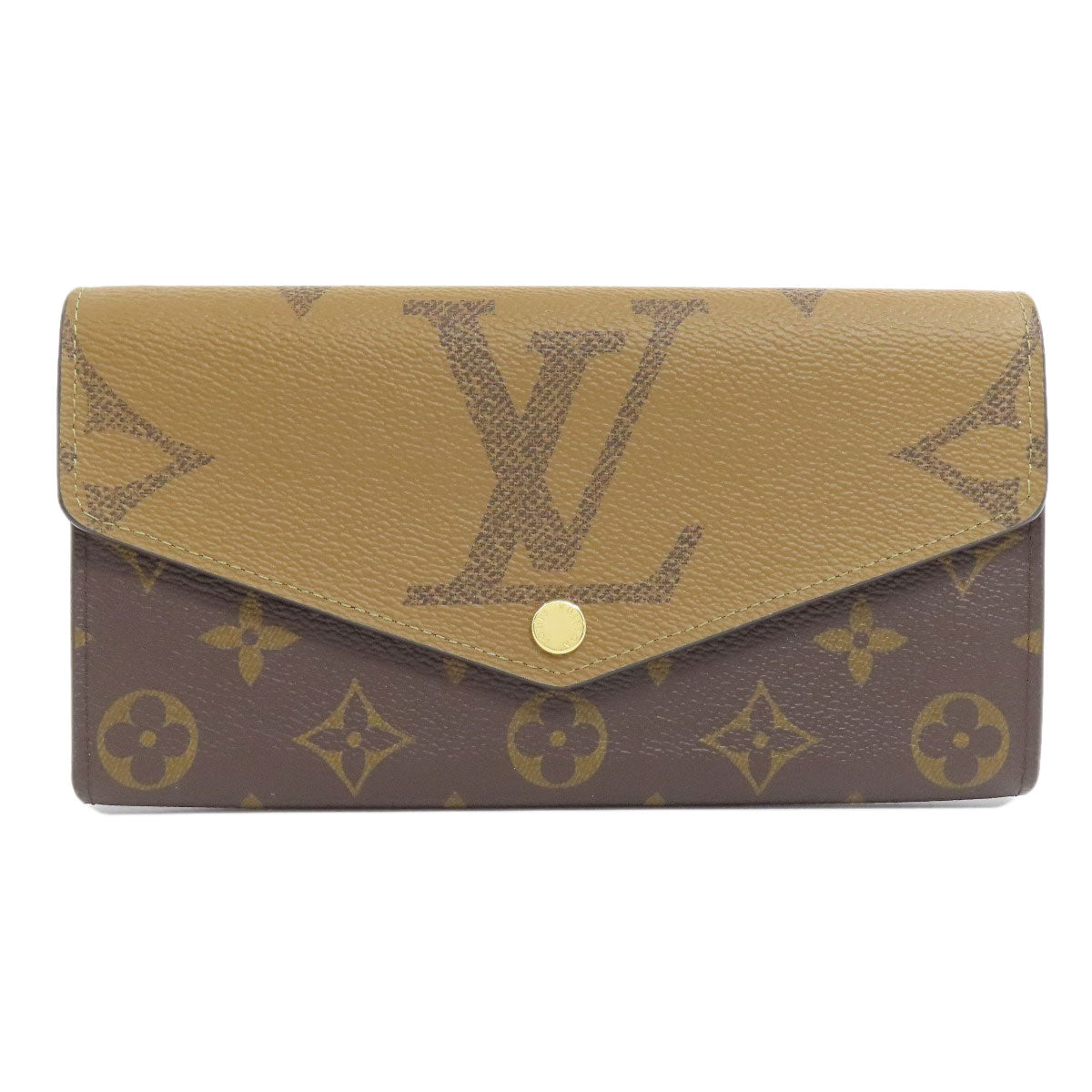LOUIS VUITTON Long Wallet Purse M80726 Monogram Giant Brown Portefeuille Sara Women Used Authentic