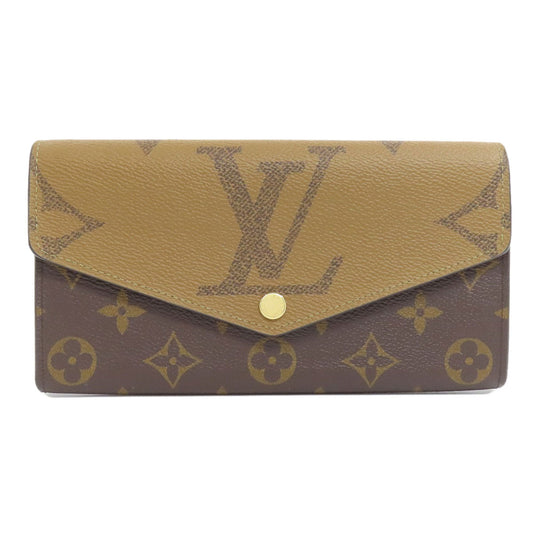 LOUIS VUITTON Long Wallet Purse M80726 Monogram Giant Brown Portefeuille Sara Women Used Authentic