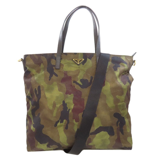 PRADA Tote Bag Nylon green Camouflage 2WAY Women Used Authentic