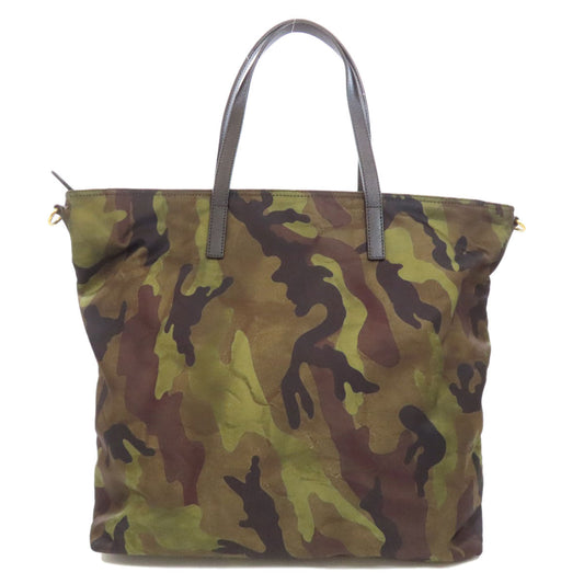 PRADA Tote Bag Nylon green Camouflage 2WAY Women Used Authentic