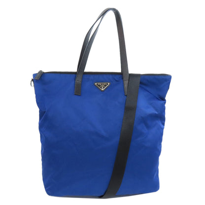 PRADA Tote Bag BR4696 Nylon blue logoMetal 2WAY Women Used Authentic