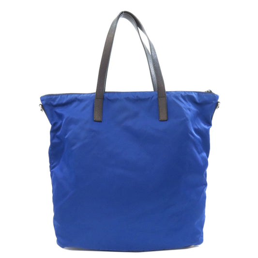 PRADA Tote Bag BR4696 Nylon blue logoMetal 2WAY Women Used Authentic