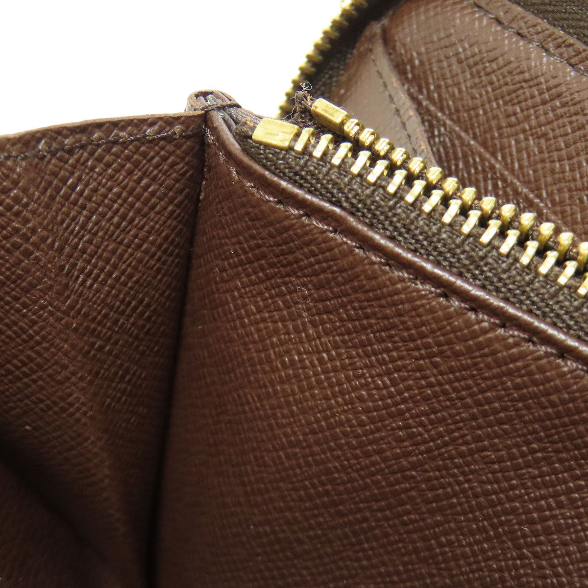 LOUIS VUITTON Long Wallet Purse N61728 Damier canvas Brown Portonet Zip Women Used Authentic