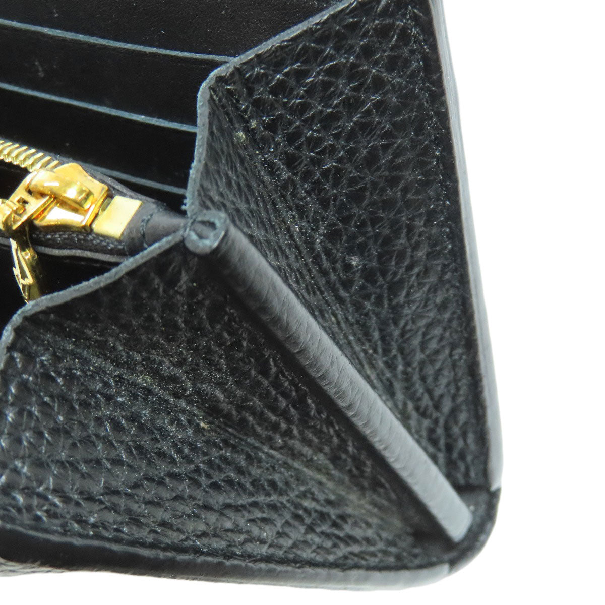 LOUIS VUITTON Long Wallet Purse N90129 Taurillon Clemence Leather black Portefeuille Capsine Women Used Authentic