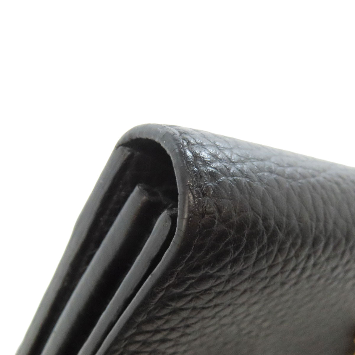 LOUIS VUITTON Long Wallet Purse N90129 Taurillon Clemence Leather black Portefeuille Capsine Women Used Authentic