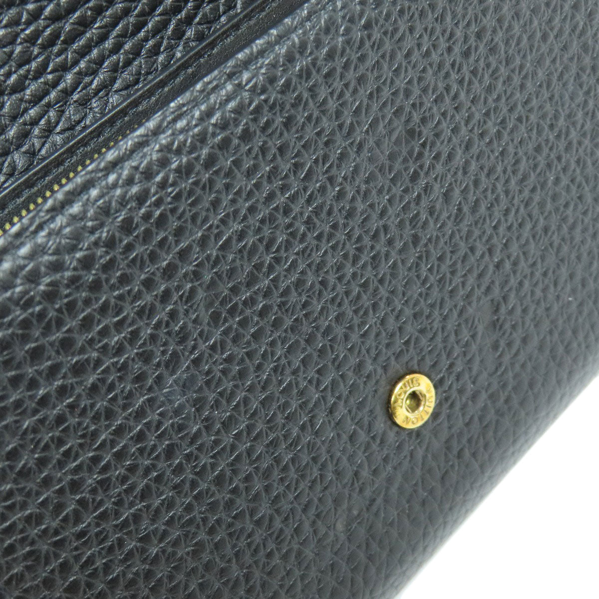 LOUIS VUITTON Long Wallet Purse N90129 Taurillon Clemence Leather black Portefeuille Capsine Women Used Authentic
