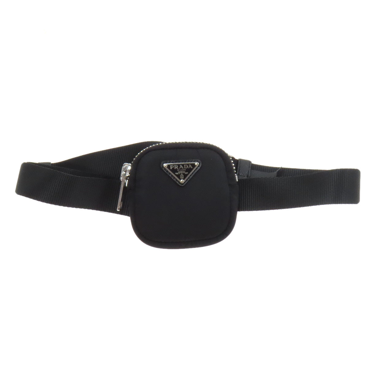 PRADA Hip bag Nylon black logoMetal Women Used Authentic