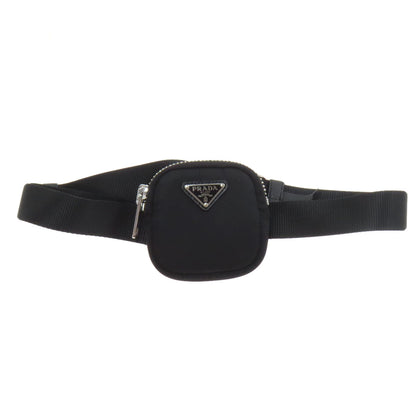 PRADA Hip bag Nylon black logoMetal Women Used Authentic