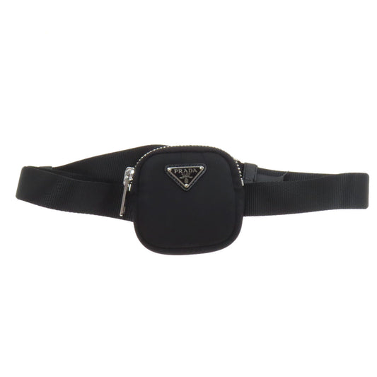 PRADA Hip bag Nylon black logoMetal Women Used Authentic
