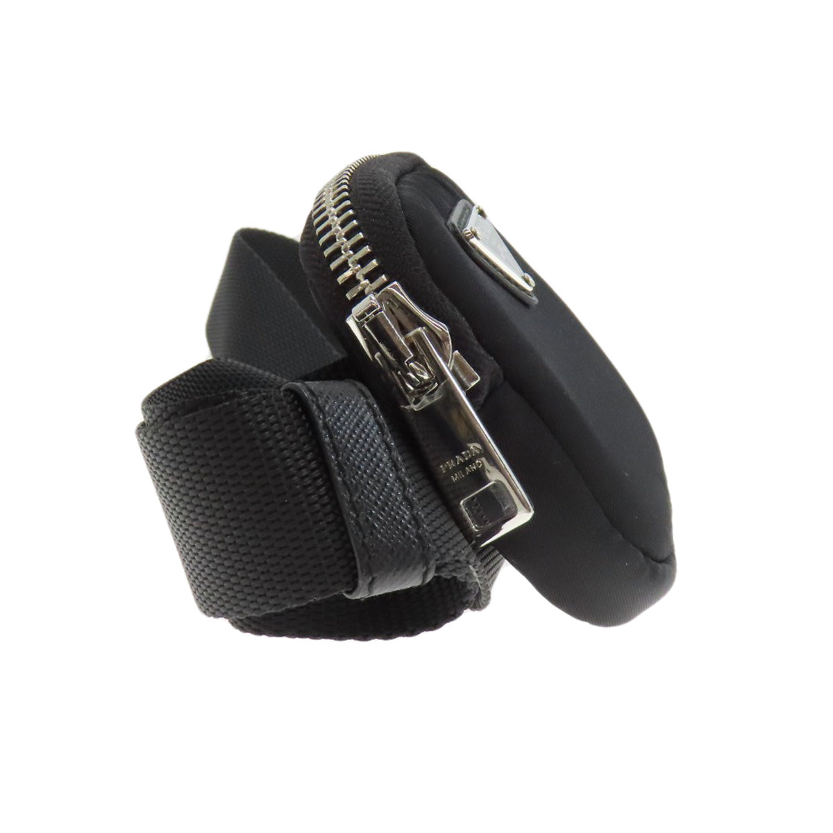 PRADA Hip bag Nylon black logoMetal Women Used Authentic