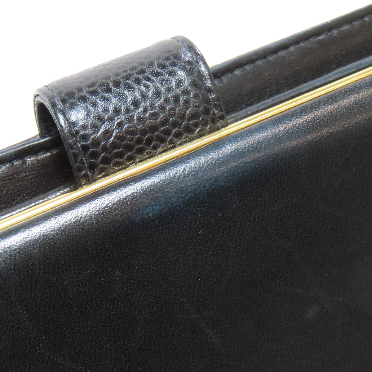 CHANEL Long Wallet Purse Grained Calfskin Skin black COCO Mark Gold Metal Women Used Authentic