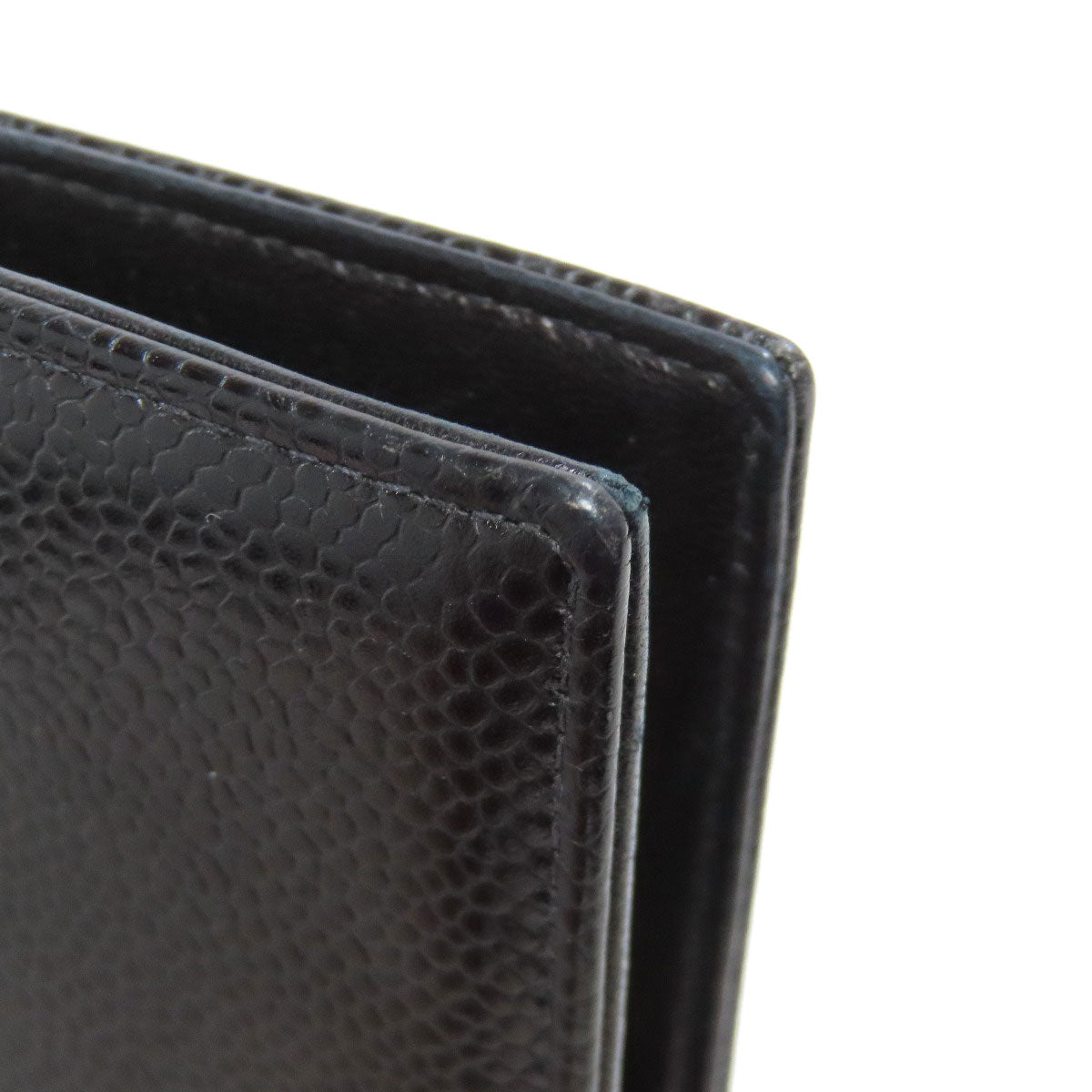 CHANEL Long Wallet Purse Grained Calfskin Skin black COCO Mark Gold Metal Women Used Authentic