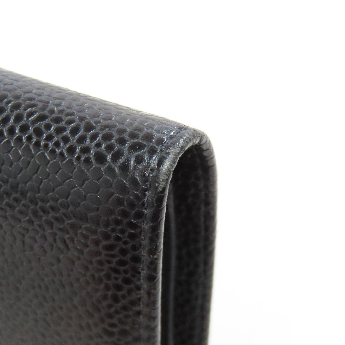 CHANEL Long Wallet Purse Grained Calfskin Skin black COCO Mark Gold Metal Women Used Authentic