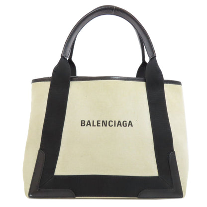 BALENCIAGA Handbag 339933 canvas white Navy kabas Women Used Authentic