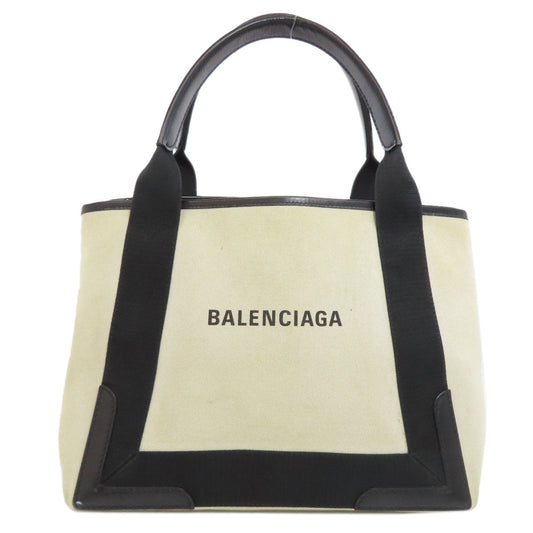 BALENCIAGA Handbag 339933 canvas white Navy kabas Women Used Authentic