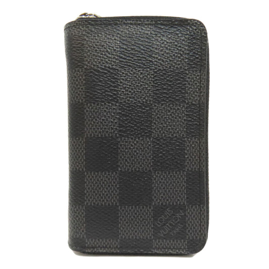 LOUIS VUITTON Coin case N63076 Damier canvas black Zippy coin purse mens(Unisex) Used Authentic