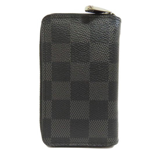 LOUIS VUITTON Coin case N63076 Damier canvas black Zippy coin purse mens(Unisex) Used Authentic