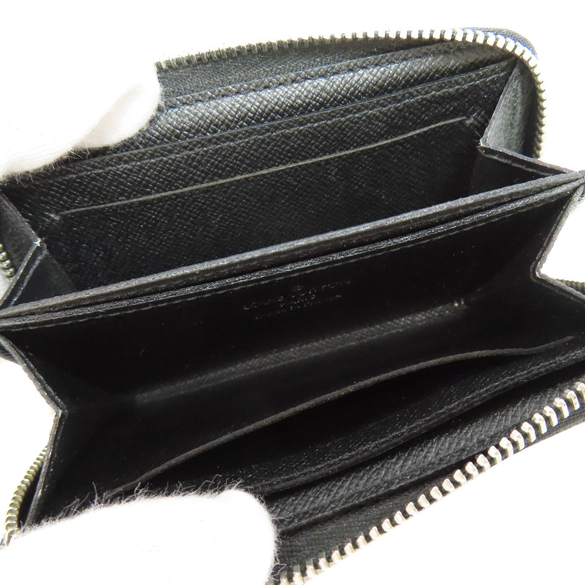 LOUIS VUITTON Coin case N63076 Damier canvas black Zippy coin purse mens(Unisex) Used Authentic