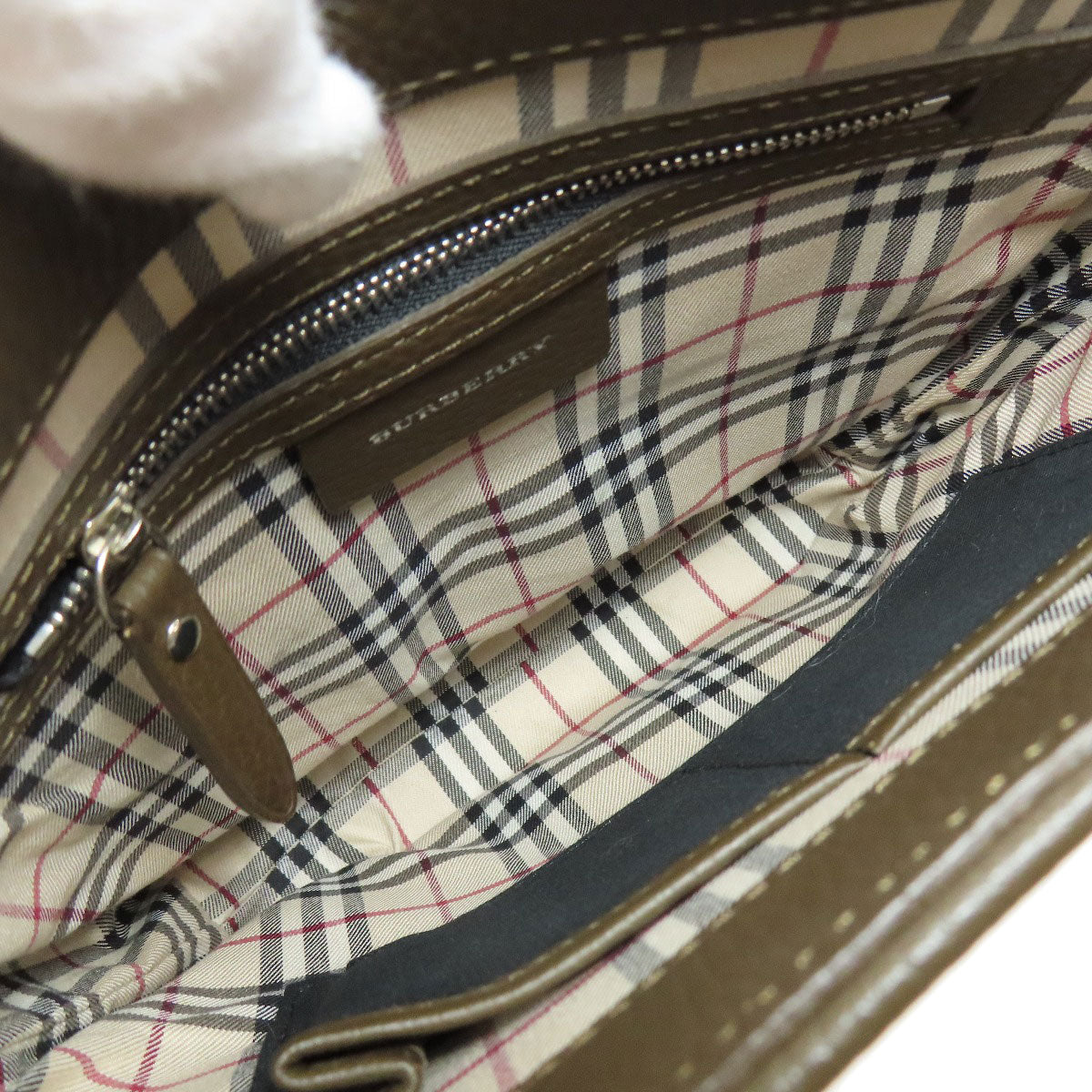 BURBERRY Shoulder Bag leather Brown logo Women Used Authentic