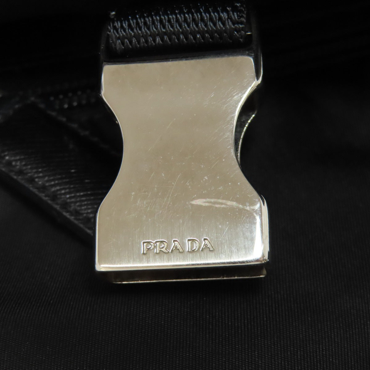 PRADA Shoulder Bag Nylon black logoMetal Women Used Authentic