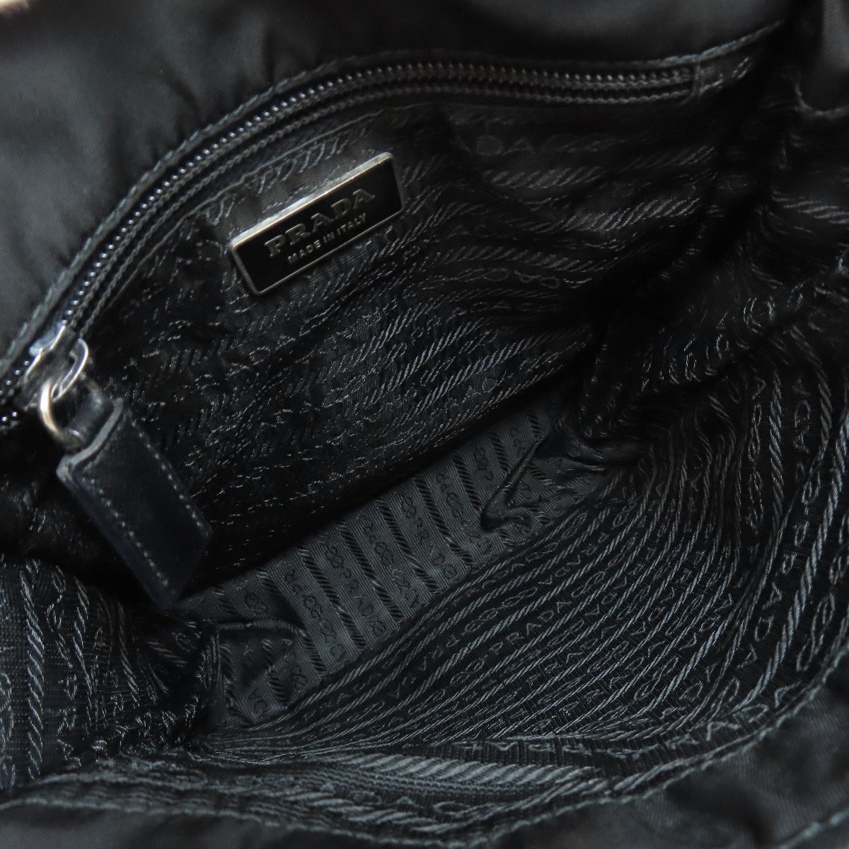 PRADA Shoulder Bag Nylon black logoMetal Women Used Authentic