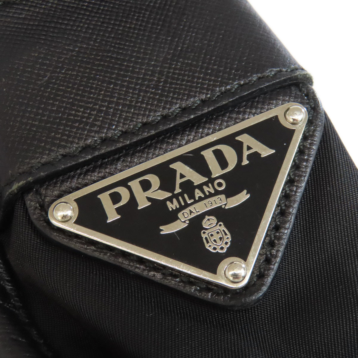 PRADA Shoulder Bag Nylon black logoMetal Women Used Authentic