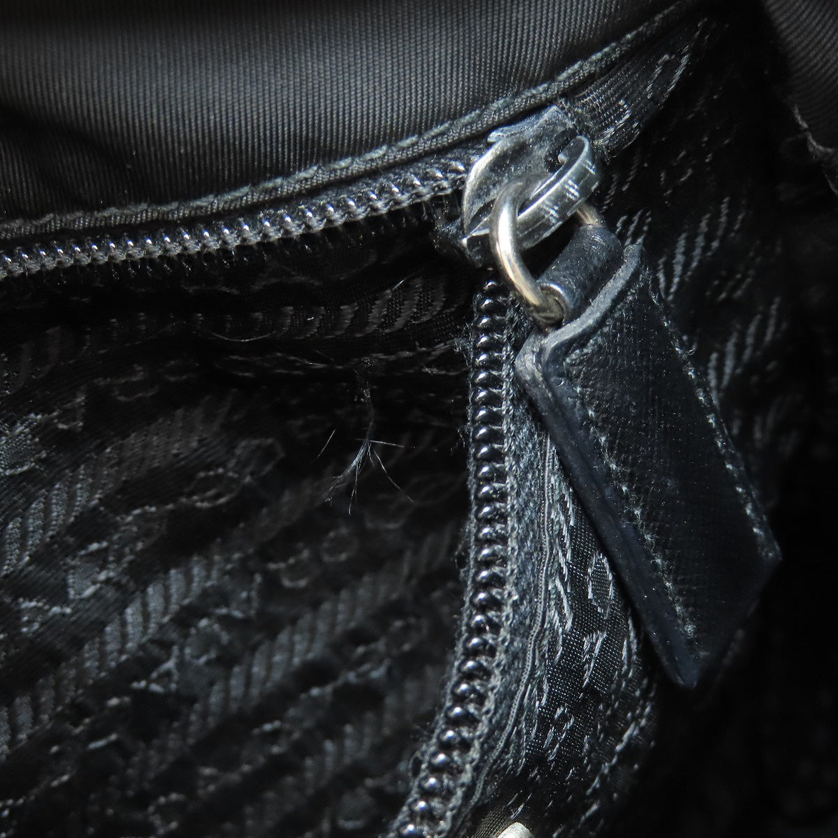 PRADA Shoulder Bag Nylon black logoMetal Women Used Authentic