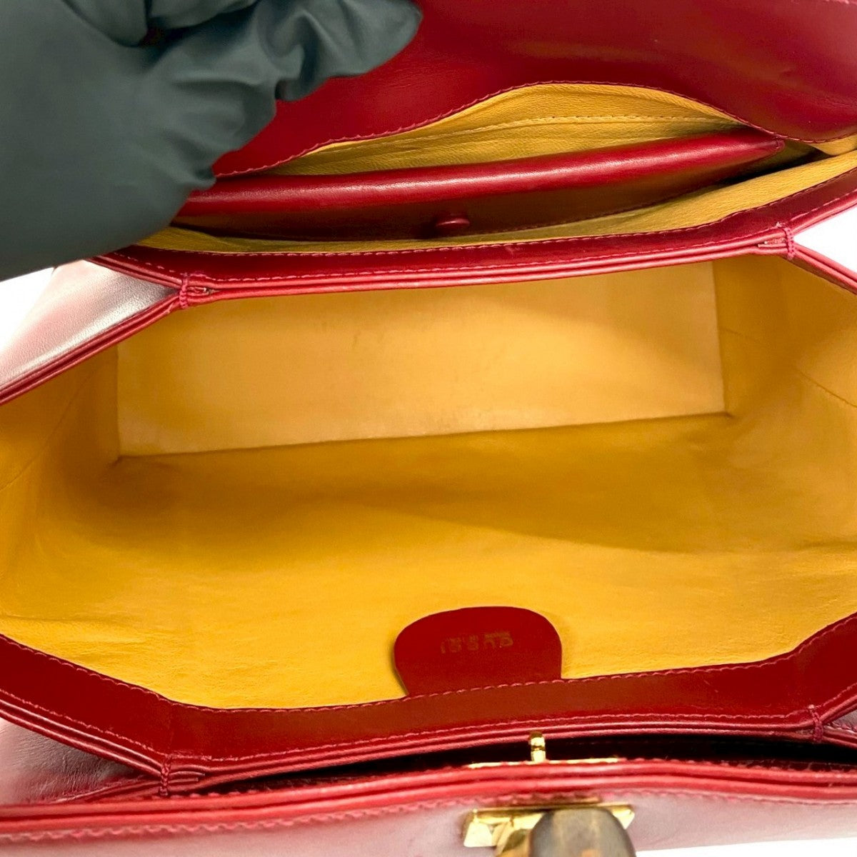 GUCCI Handbag Calfskin Red Bamboo