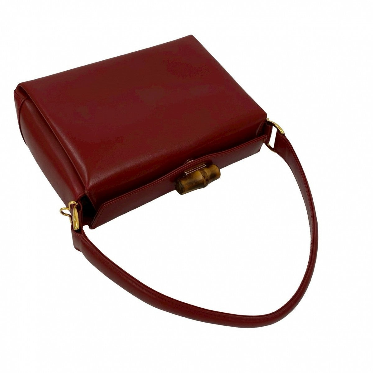 GUCCI Handbag Calfskin Red Bamboo