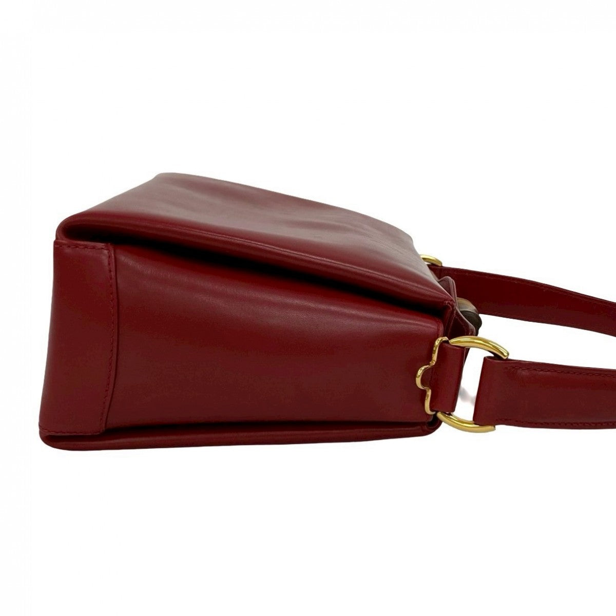 GUCCI Handbag Calfskin Red Bamboo