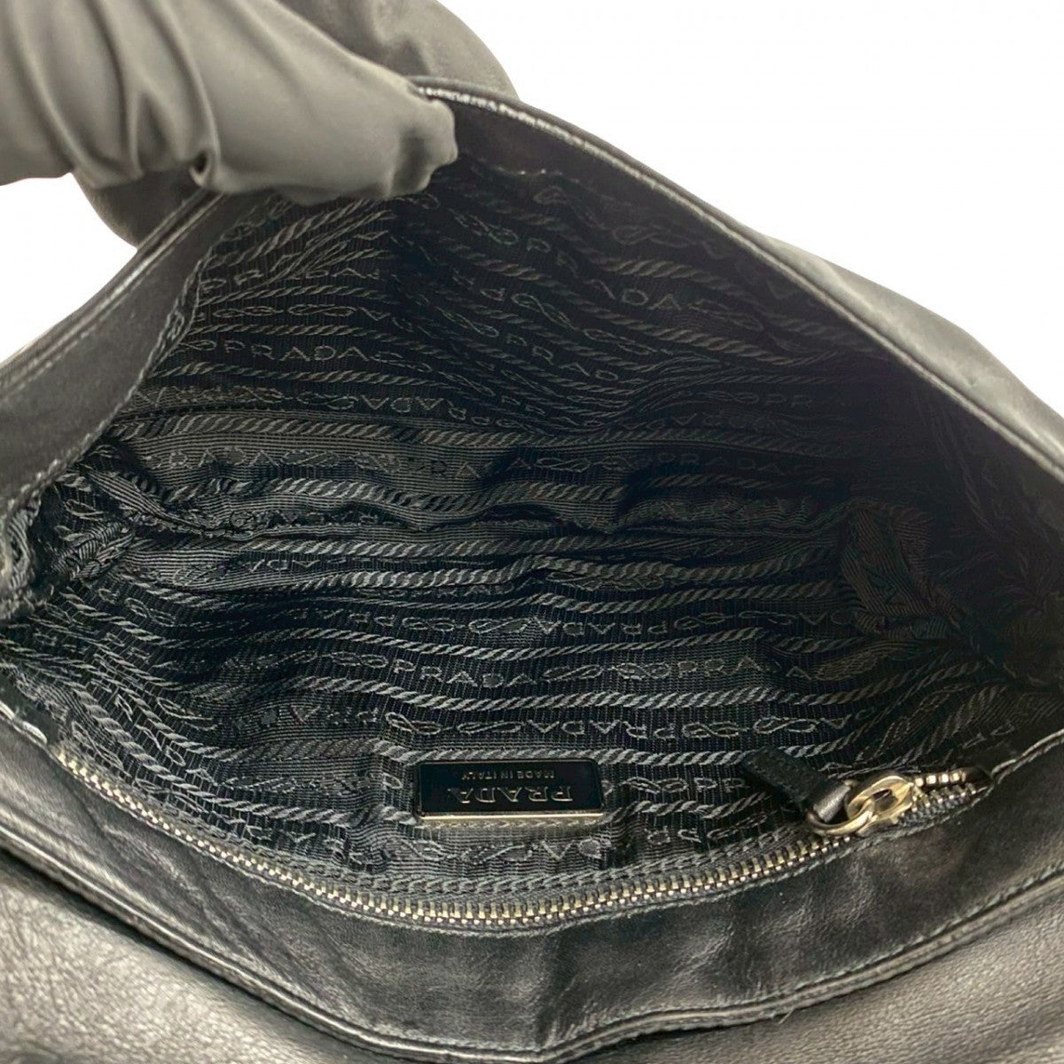 PRADA Shoulder Bag leather black