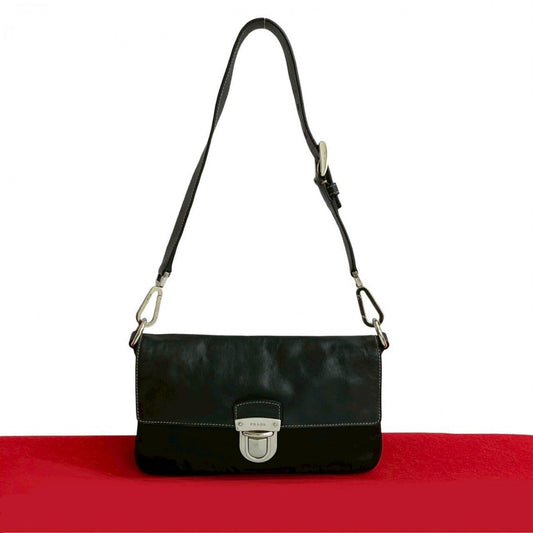 PRADA Shoulder Bag leather black