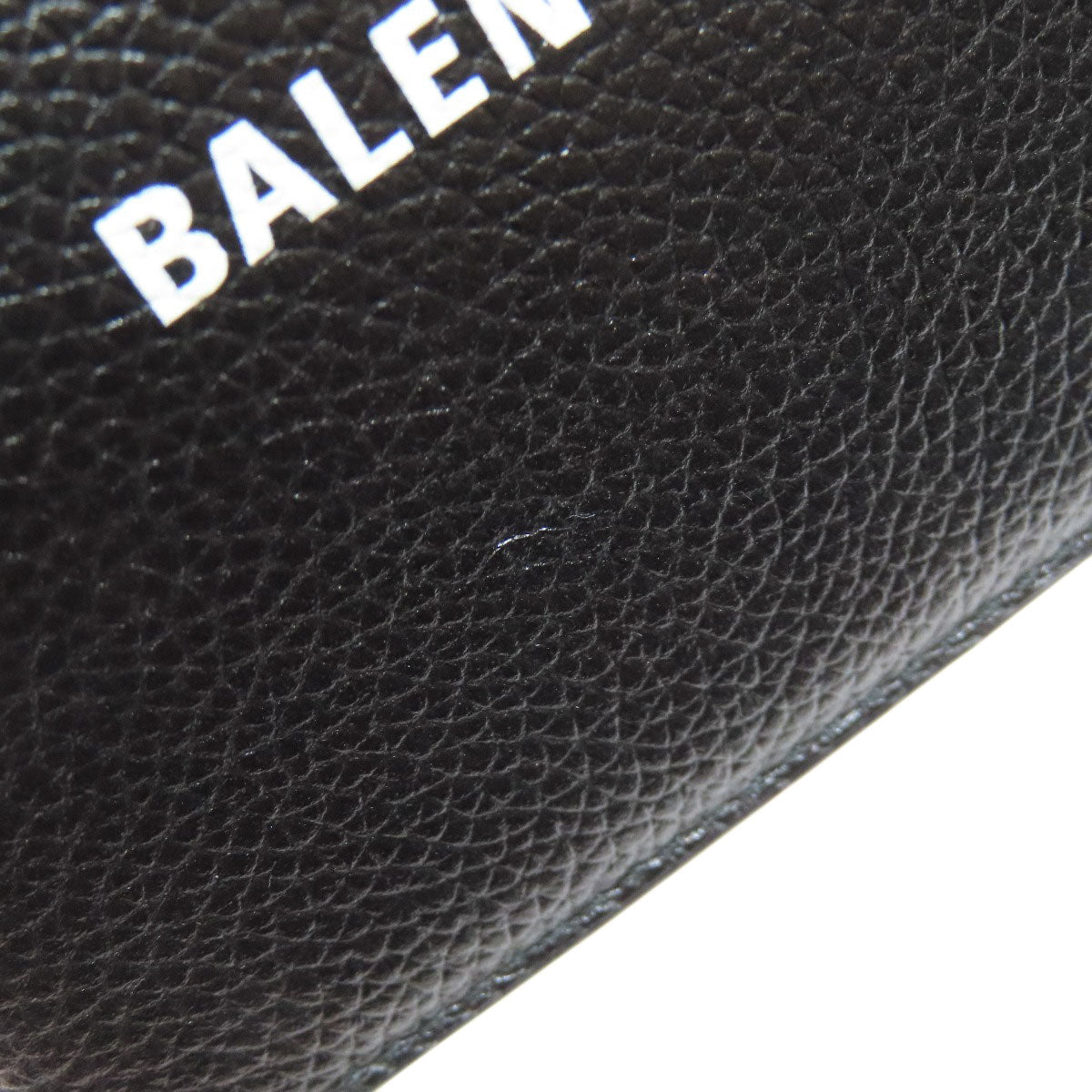 BALENCIAGA Bifold Wallet 594315 leather black logo mens Used Authentic