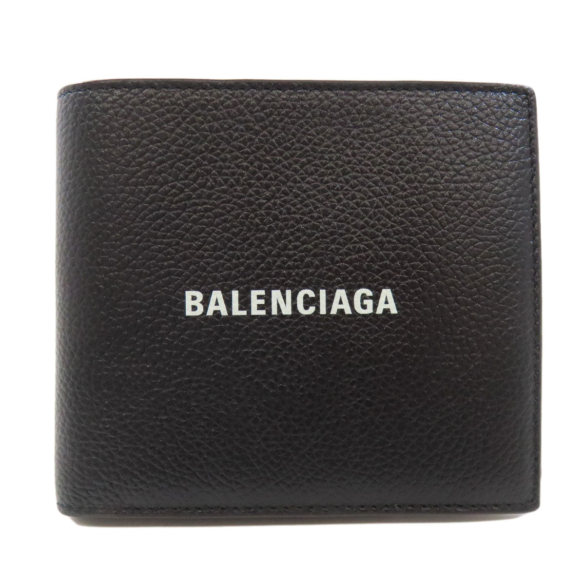 BALENCIAGA Bifold Wallet 594315 leather black logo mens Used Authentic