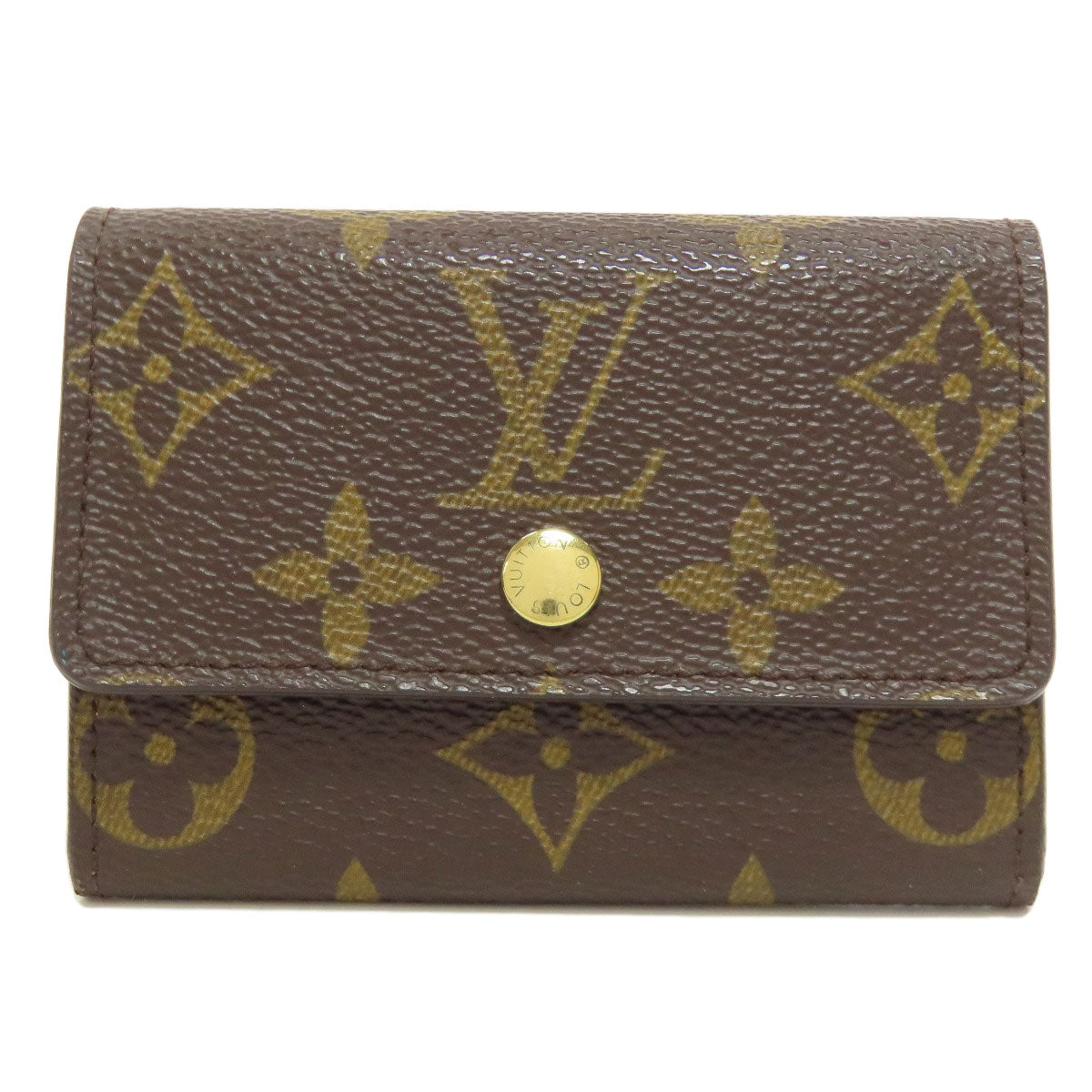 LOUIS VUITTON Coin case M61930 Monogram canvas Brown Portonet Plat Women Used Authentic