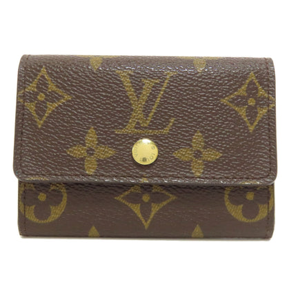 LOUIS VUITTON Coin case M61930 Monogram canvas Brown Portonet Plat Women Used Authentic