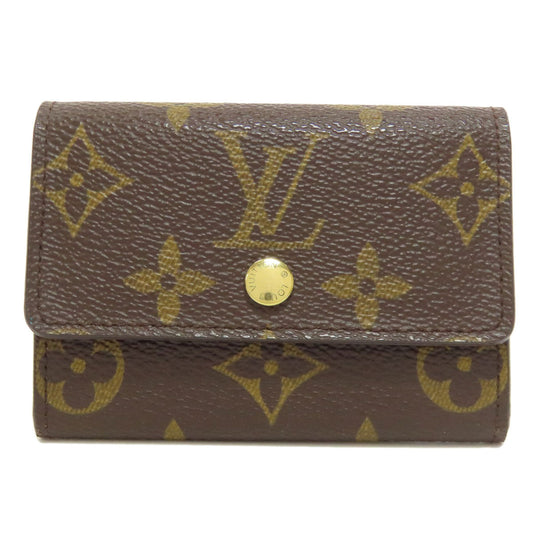 LOUIS VUITTON Coin case M61930 Monogram canvas Brown Portonet Plat Women Used Authentic