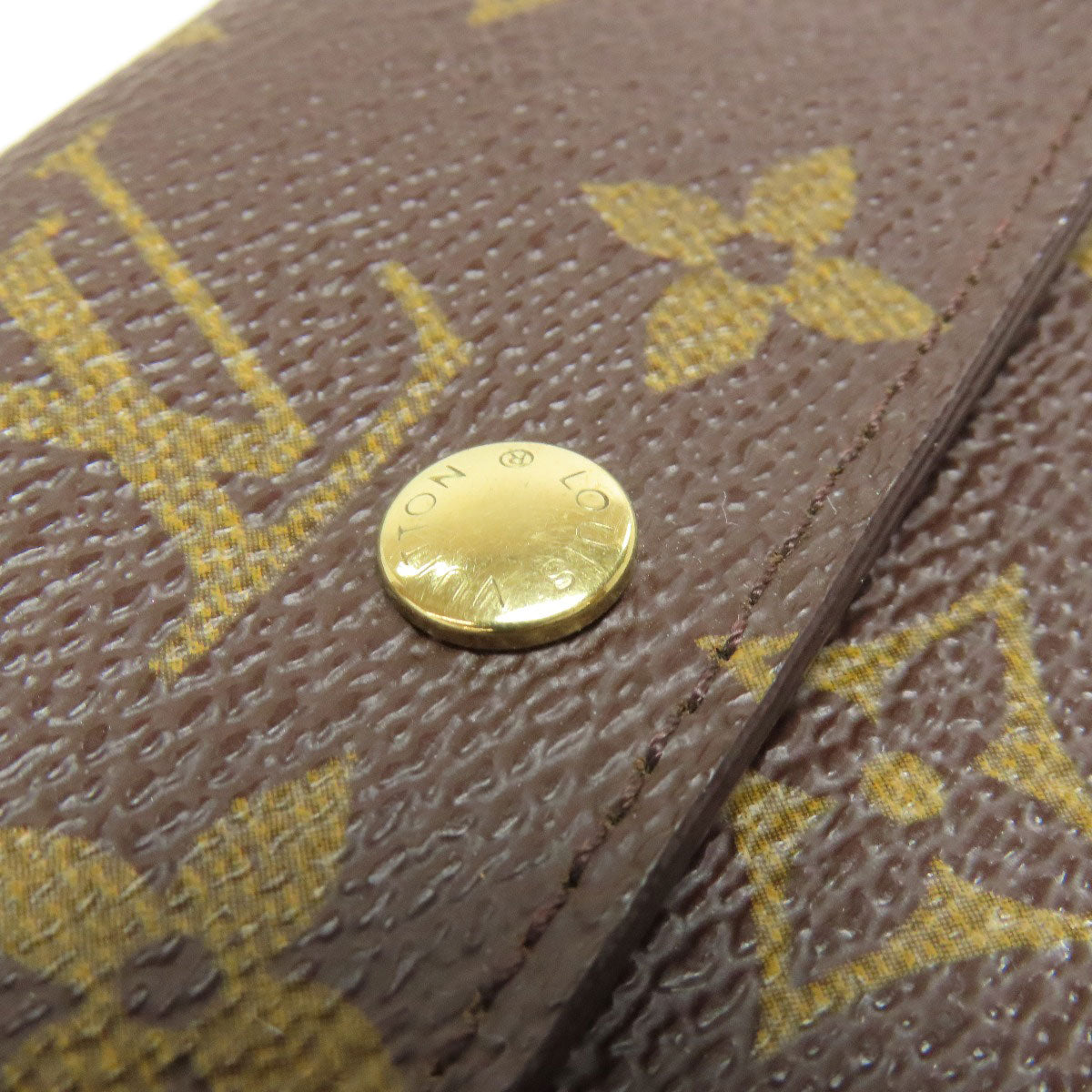 LOUIS VUITTON Coin case M61930 Monogram canvas Brown Portonet Plat Women Used Authentic