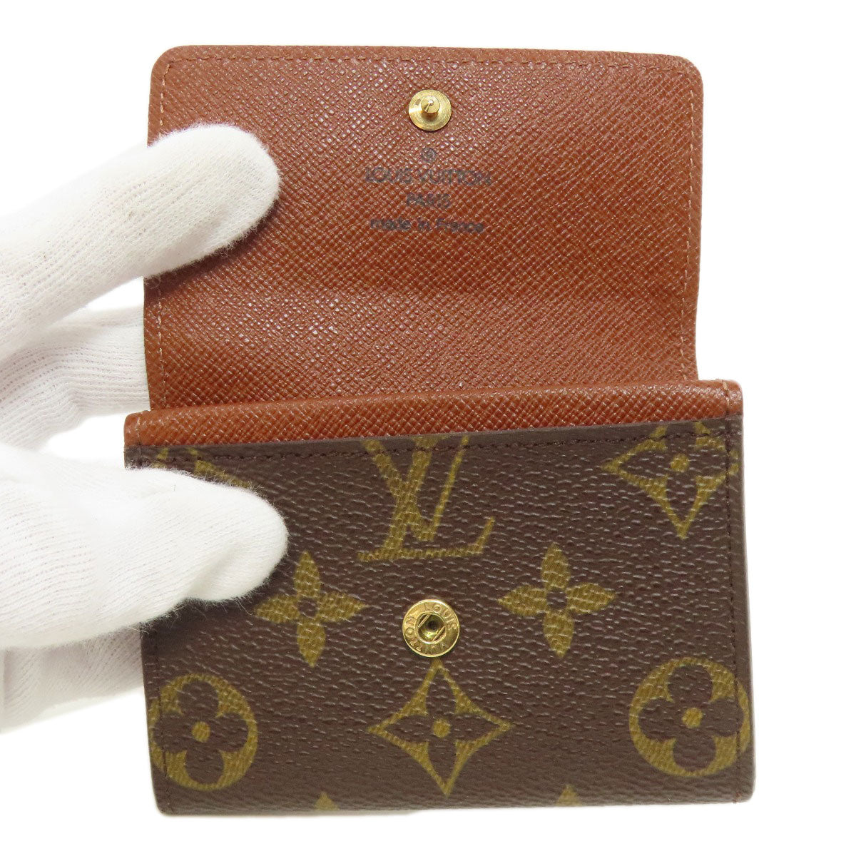 LOUIS VUITTON Coin case M61930 Monogram canvas Brown Portonet Plat Women Used Authentic