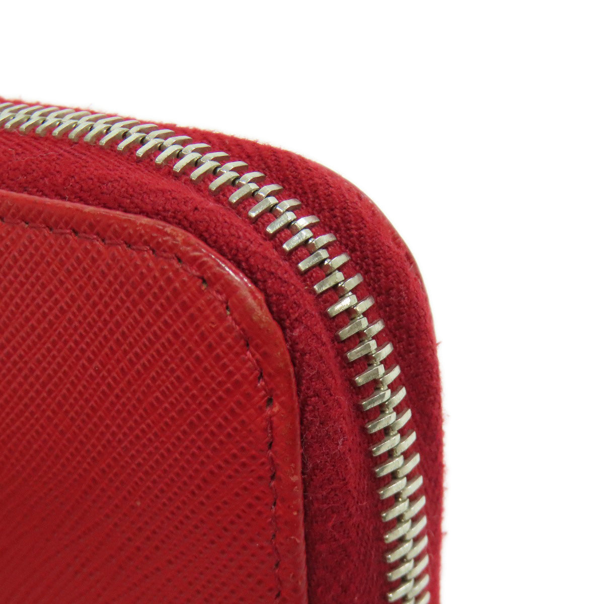 PRADA Long Wallet Purse Safiano Red logo Women Used Authentic