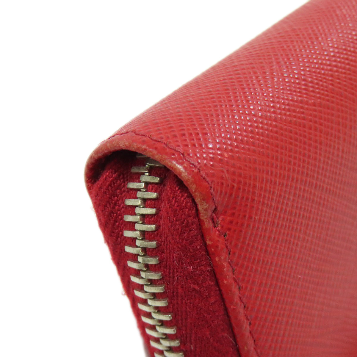 PRADA Long Wallet Purse Safiano Red logo Women Used Authentic