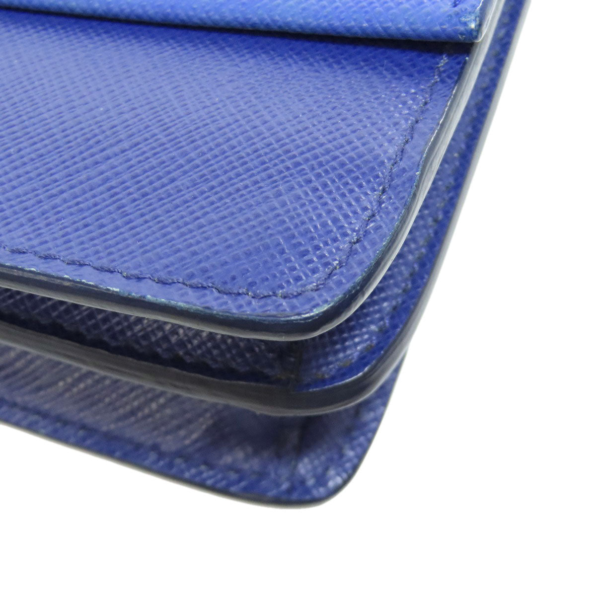 PRADA Long Wallet Purse Safiano blue Shoulder wallet Women Used Authentic