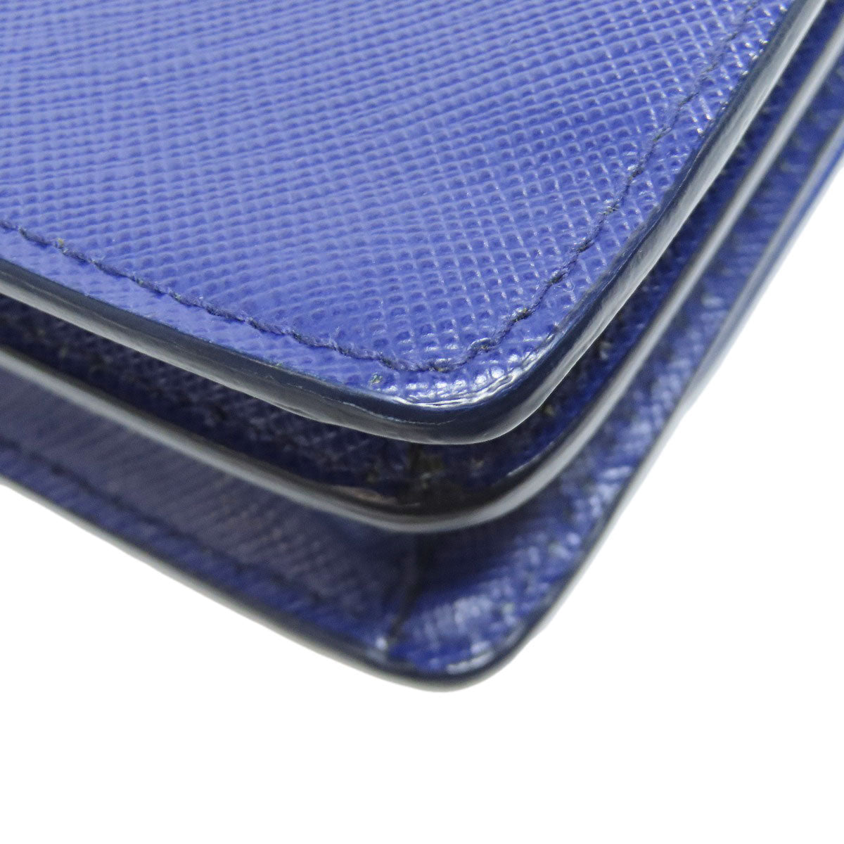 PRADA Long Wallet Purse Safiano blue Shoulder wallet Women Used Authentic