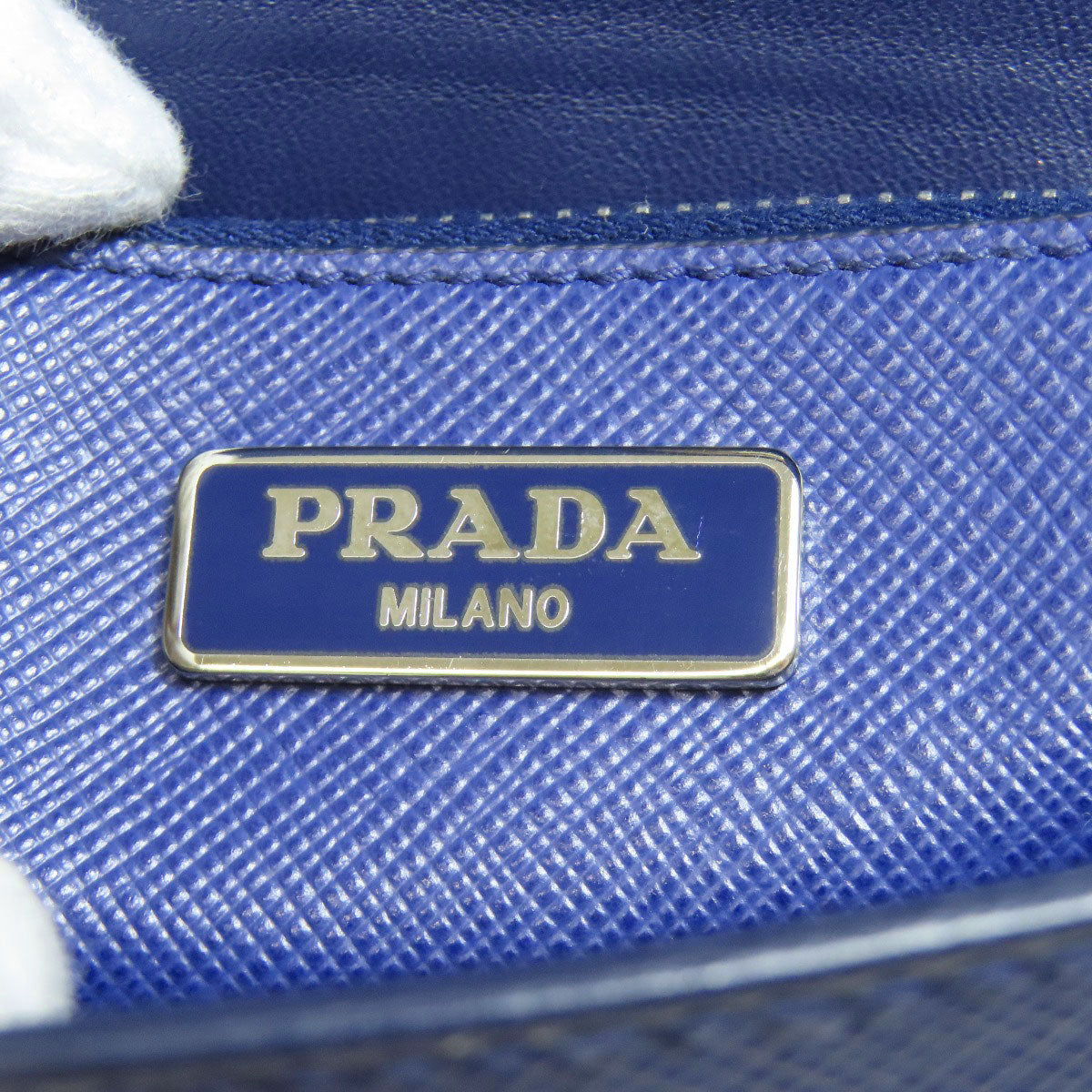 PRADA Long Wallet Purse Safiano blue Shoulder wallet Women Used Authentic