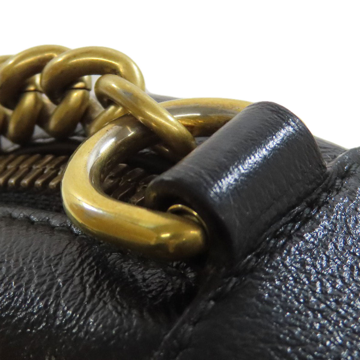 GUCCI Shoulder Bag 550154 leather black Round Chain Shoulder Women Used Authentic