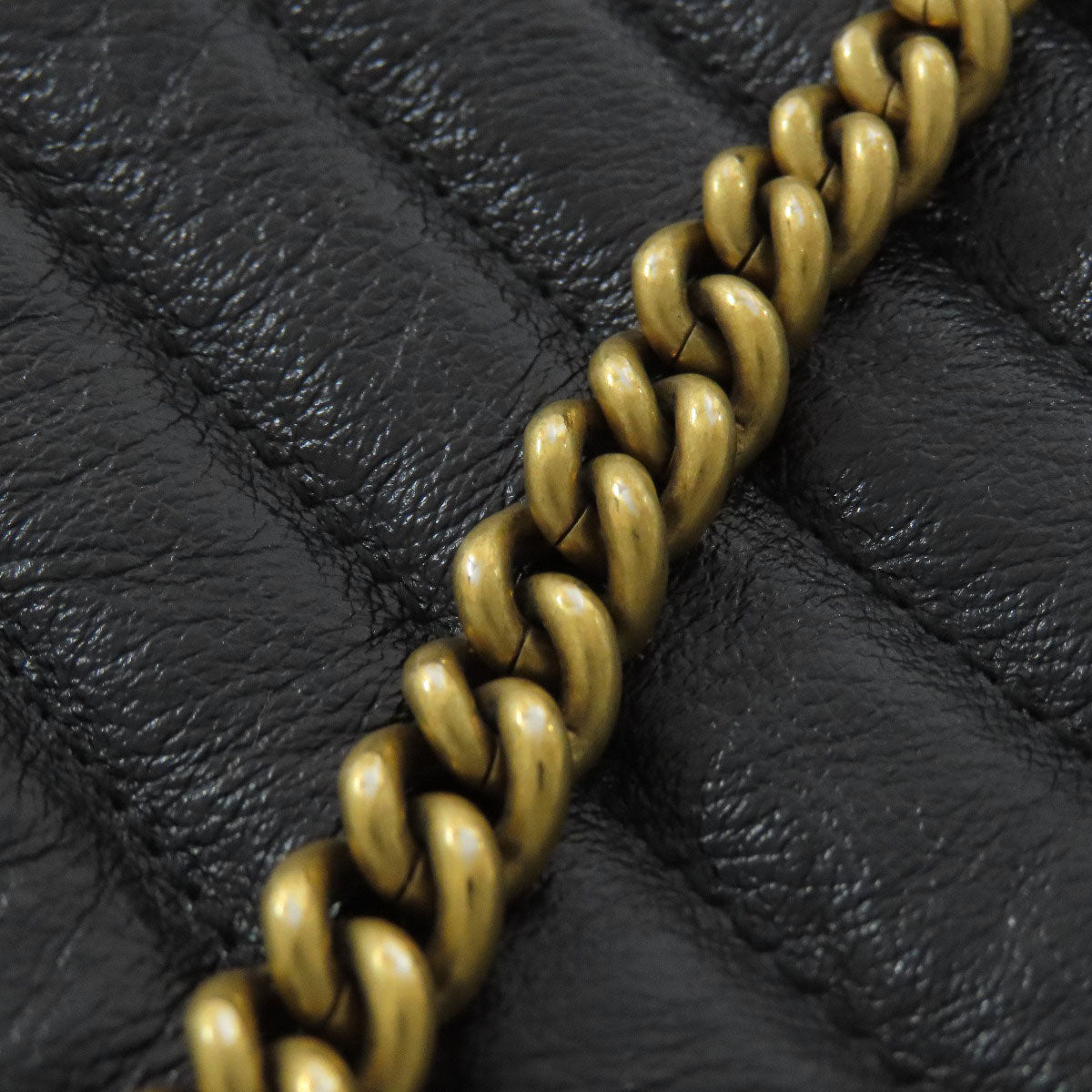 GUCCI Shoulder Bag 550154 leather black Round Chain Shoulder Women Used Authentic