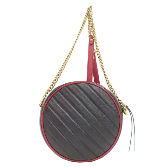 GUCCI Shoulder Bag 550154 leather black Round Chain Shoulder Women Used Authentic